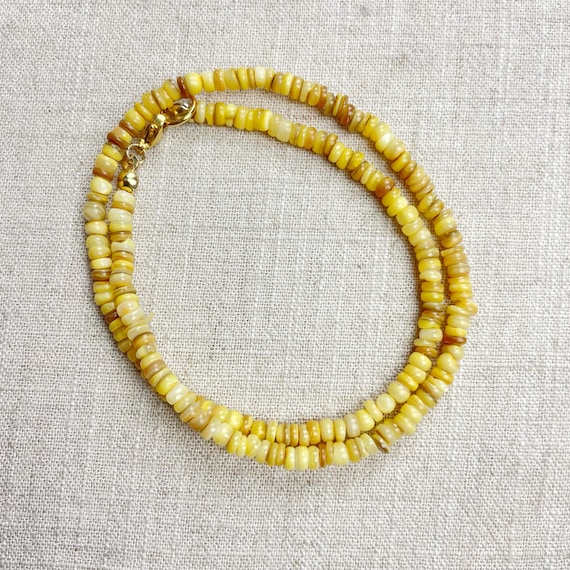 Dyed Yellow Shell Beaded Necklace (EPJ-NSC14-YW)