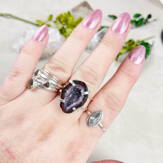 Silver Mexican Geode Statement Wire Ring (EPJ-RSA12-15)