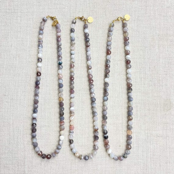 Faceted Botswana Agate Beaded Necklace (EPJ-NSC23)