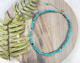 Turquoise 4mm Hand Knotted Beaded Necklace (EPJ-NSBA13)