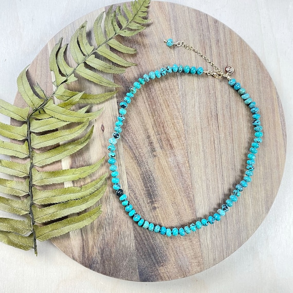 Turquoise 4mm Hand Knotted Beaded Necklace (EPJ-NSBA13)