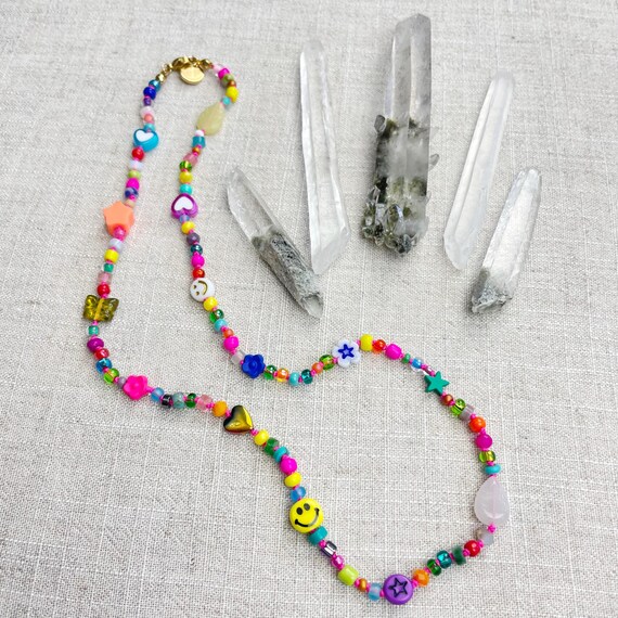 Dainty Confetti/// Colorful Crystal Gemstone Hand Knotted Beaded Necklace (DEJ-BBCA10-D-1)