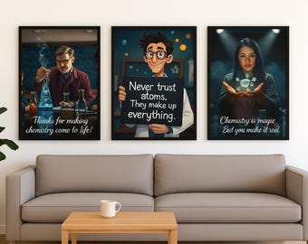 Funny Chemistry Teacher Posters: Science Classroom Decor (Set of 3) (Digital Download)