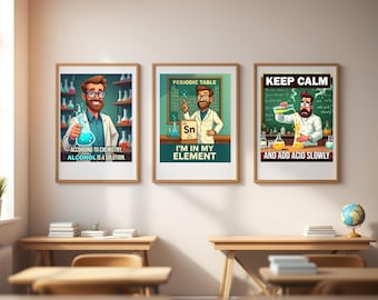 Funny Chemistry Posters (3 Pack): STEM Classroom Decor (Digital Download)