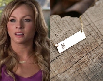 Initial bar necklace,custom font monogram bar,Personalized Gold Bar necklace,Name bar Necklace,hand stamped,Contemporary Bridesmaid jewelry