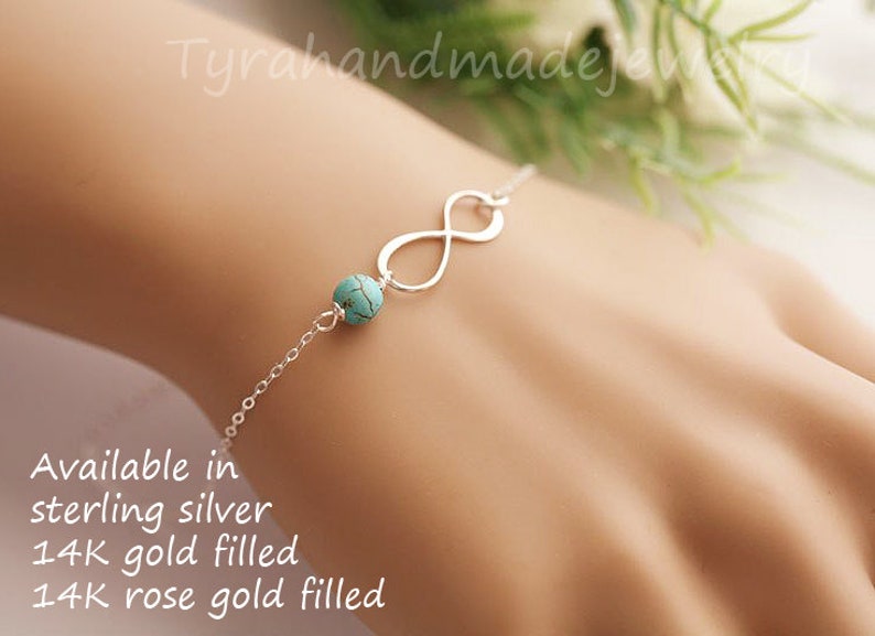 Godmother gift,Godmother infinity bracelet,Godmother thank you card,Infinity turquoise bracelet,mother in law gift,custom message card image 6