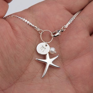 Personalized starfish bracelet,initial bracelet,custom font monogram,bridesmaid gift,beach ocean themed wedding,best friend,custom note card image 2