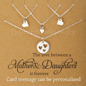 Juego de collar de corazón de la hija madre, collar del corazón a juego, regalo del día de la madre, regalo de la novia a la madre, tarjeta de la nota personalizada, collar de la madre de la casa foster