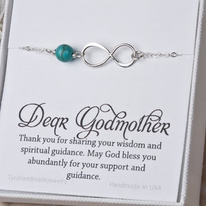 Godmother gift,Godmother infinity bracelet,Godmother thank you card,Infinity turquoise bracelet,mother in law gift,custom message card image 5