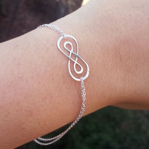 Double Infinity bracelet,sterling silver,figure eight bracelet,infinity friendship bracelet,sisterhood,best friend bracelet,bridesmaid gift