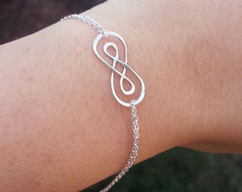 Double Infinity bracelet,sterling silver,figure eight bracelet,infinity friendship bracelet,sisterhood,best friend bracelet,bridesmaid gift