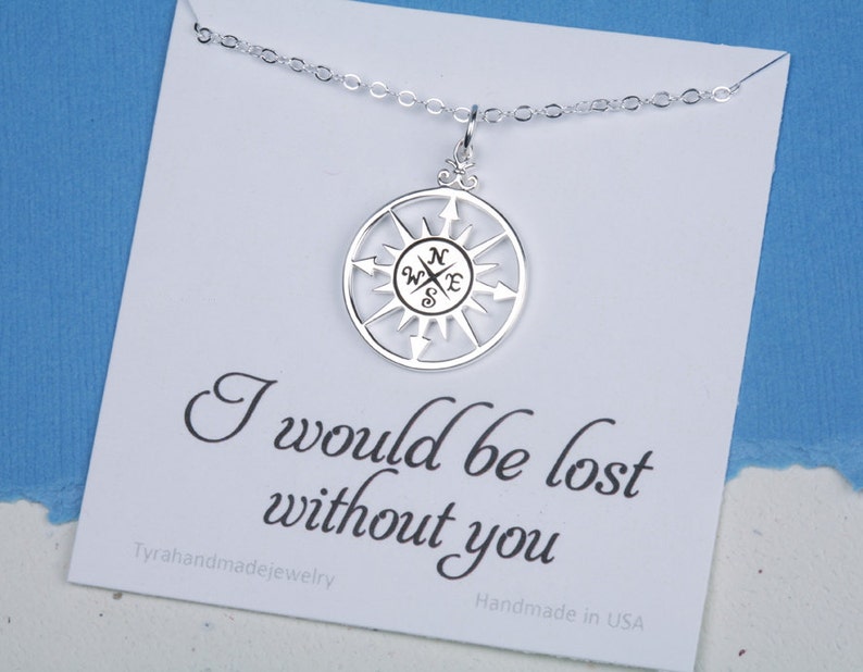 Sale compass necklace with message Etsy