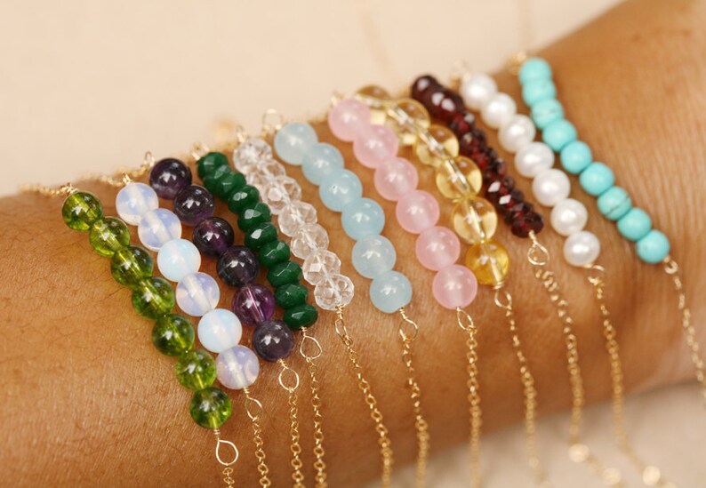 Gemstone bar bracelet set,Bar bracelet layering set,birthstone and bar bracelet,date,coordinates,name bar,double side engraving,