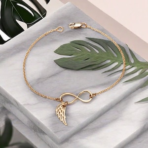 Silver/Gold sterling silver infinity angel wing bracelet anklet,memorial bracelet,lost baby bracelet,remembrance gift,Mothers day gift