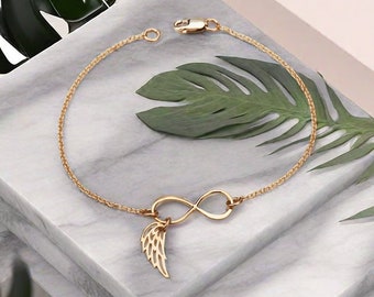 Silver/Gold sterling silver infinity angel wing bracelet anklet,memorial bracelet,lost baby bracelet,remembrance gift,Mothers day gift