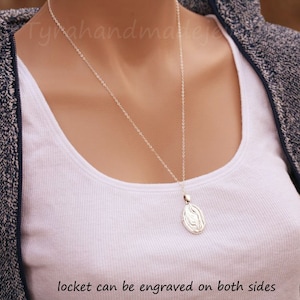 Sterling silver oval locket with photos,engraved locket,memorial locket,remembrance gift,wedding locket gift,mother gift,anniversary gift