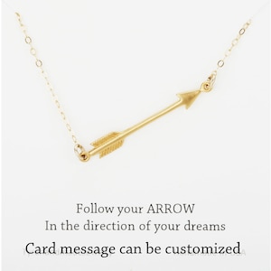 Arrow necklace,graduation gift,gold or silver,direction necklace,follow your heart necklace,layering necklace,custom jewelry card