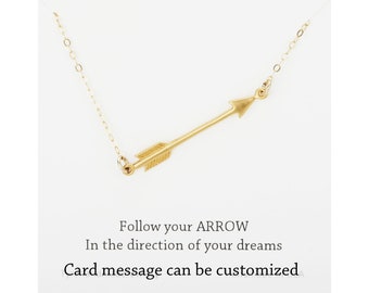 Arrow necklace,graduation gift,gold or silver,direction necklace,follow your heart necklace,layering necklace,custom jewelry card
