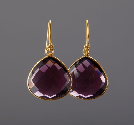 Large purple quartz earrings,large framed amethyst earrings,large framed gemstone,Large faced chalcedony earrings,birthday gift,mother gift