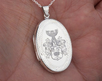Large engraved sterling silver locket with photos,large oval locket,family loss locket,wedding locket gift,Memorial locket,Valentine's day