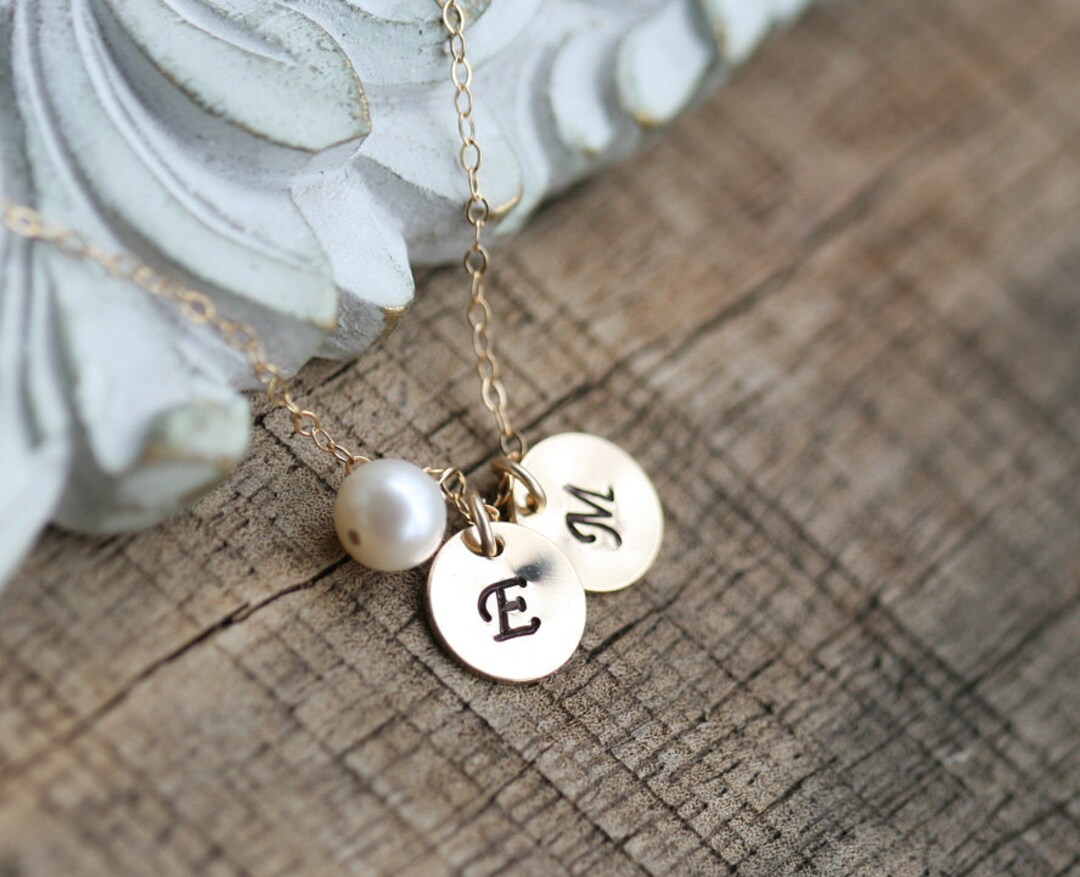 Personalized Custom Initial Necklace,hand Stamped Family Initial