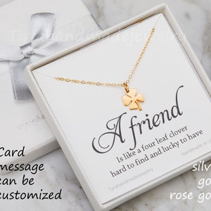 Vier blad klaver ketting, klaver ketting, Lucky Charm, beste vriend cadeau, St Patricks dag geschenk, zusterschap, verjaardagscadeau, aangepaste sieraden kaart