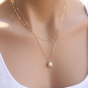 Double Layer parel ketting, Zoetwaterparel ketting, gelaagdheid ketting, bruidsmeisje geschenk, bruiloft sieraden, Graduation gift, verjaardag, moeder gift