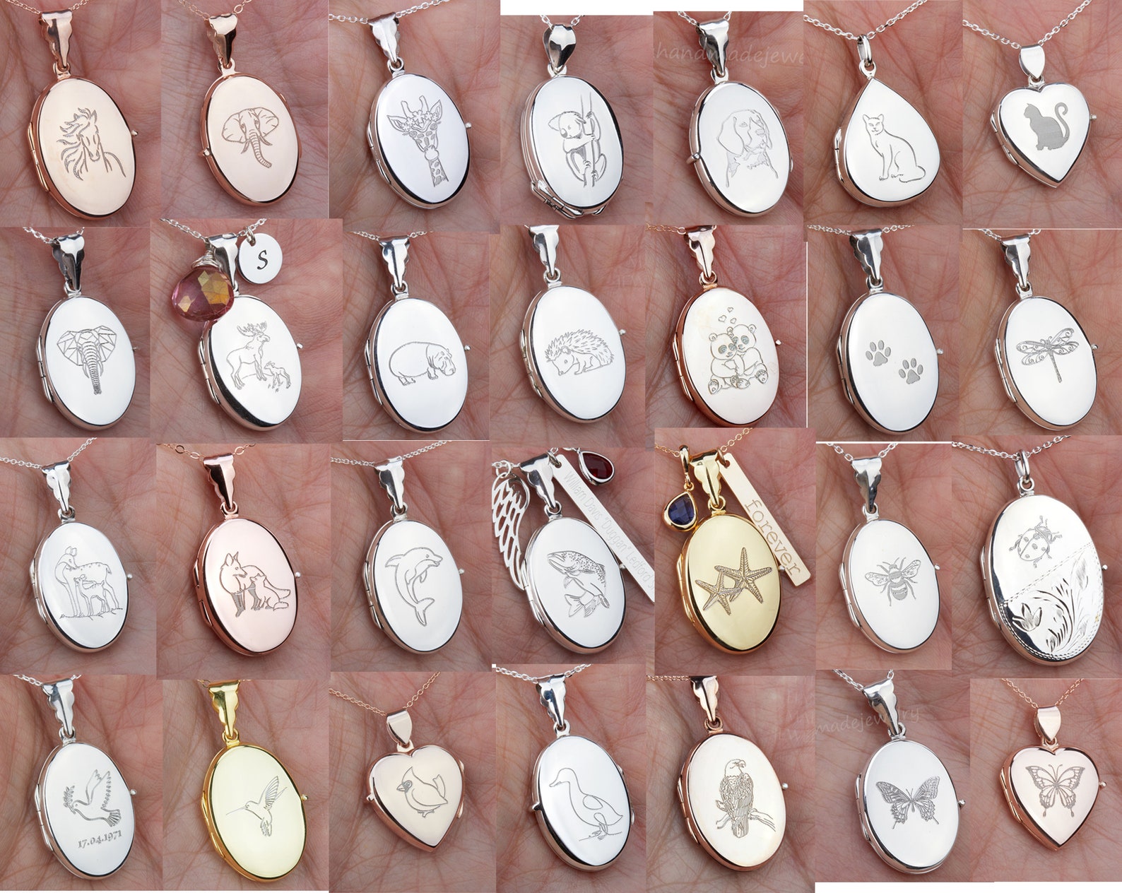 Engraved Silver Rose Gold Oval Locket With Photomemorial Oval - Etsy