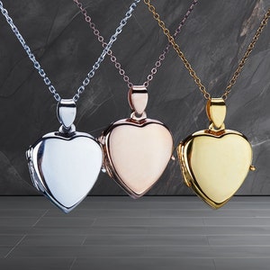 Custom engraved locket,rose gold heart locket,memorial locket,anniversary gift,remembrance locket with photo,Valentine day,collar medallón