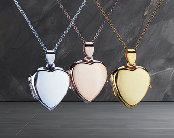 Custom engraved locket,rose gold heart locket,memorial locket,anniversary gift,remembrance locket with photo,Valentine day,collar medallón