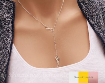 Infinity Angel Wing necklace,parent memorial gift,Memorial wing necklace,family remembrance gift,Bridesmaid gift,Wedding Jewelry,child loss,
