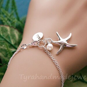 Personalized starfish bracelet,initial bracelet,custom font monogram,bridesmaid gift,beach ocean themed wedding,best friend,custom note card image 5