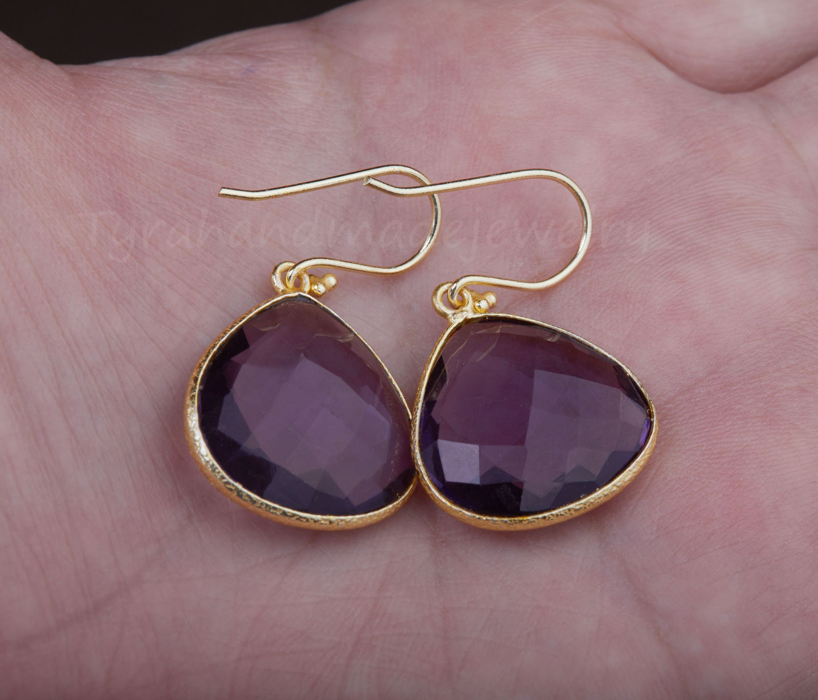 Large amethyst earringslarge framed purple quartz | Etsy