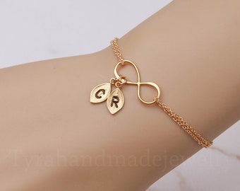 Mother's day gift,monogram infinity bracelet,personalized note,custom initials,Mother of groom,Gift for mom,mother in law,grandma,nana gift