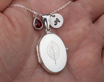 Sterling Silver Locket Necklace,memorial necklace,custom birthstone,monogram necklace,hand stamped initial,birthday gift,New Mom,mother gift