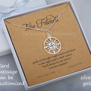 Verkoop kompas ketting met Message Card, kompas ketting, vriendschap ketting, Graduation gift, beste vrienden, bruidsmeisje geschenken, begeleiding ketting