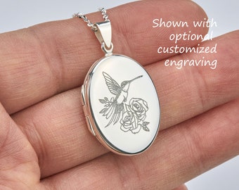 Personalized sterling silver oval locket with photo,quarter size,custom engraving,locket,family loss locket,Memorial locket,wedding locket