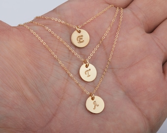 Sale-silver or gold or rose gold,Triple Layered initial necklace,custom monogram necklace,custom font,three initials,mother and baby,sisters