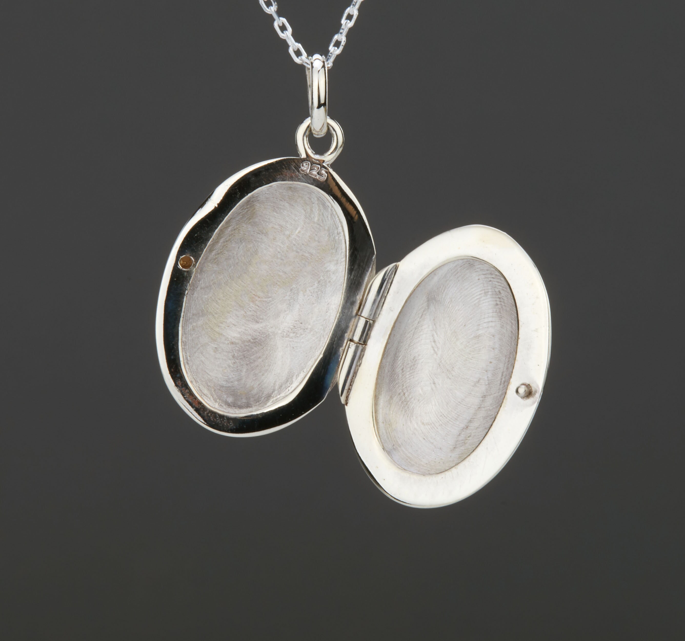 Remembrance Locket Mother of Pearl Mosaic Inlay Front Sterling Silver Oval Locket With ...