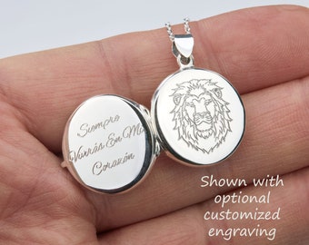 Sterling silver round locket with photo,custom engraved memorial locket,family remembrance locket,wedding locket,mother's day locket gift