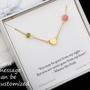 Collar de corazón personalizado, collar conmemorativo, corazón grueso hinchado, piedra de nacimiento personalizada, regalo de aniversario, mejor regalo de amigo, tarjeta de joyería personalizada