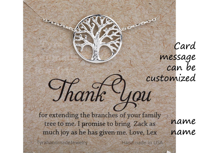 Family Tree Necklace,tree of life,Mother/'s day gift,Mother of the groom gift,mother in law gift,gift from bride to mom,custom message card