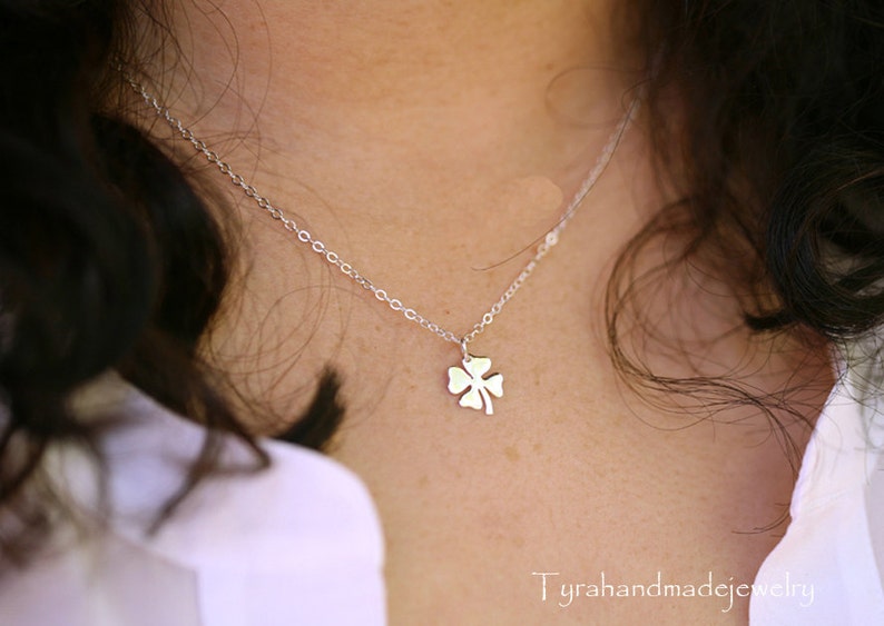 Four leaf clover necklace,shamrock necklace,lucky charm,Best friend gift,St Patricks Day gift,sisterhood,birthday gift,custom jewelry card image 2