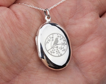 Engraved sterling silver puffy oval photo locket,fingerprint locket,monogram locket,family loss locket,Memorial locket