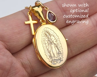 Custom engraved locket necklace with photo,memorial locket with cross,remembrance gift,custom gemstone,anniversary locket gift,photo locket