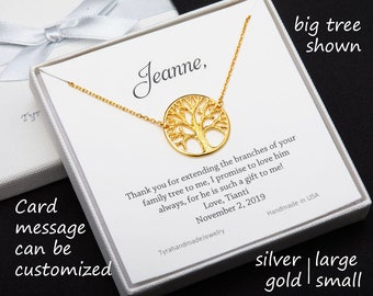 Family Tree Necklace with custom message card,tree of life necklace,Mother's day gift,Mother of the groom gift,mother in law gift