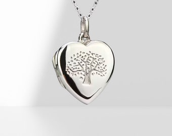 Sterling silver tree of life heart locket with photo,custom engraved keepsake heart locket,memorial locket,wedding locket gift,mother locket