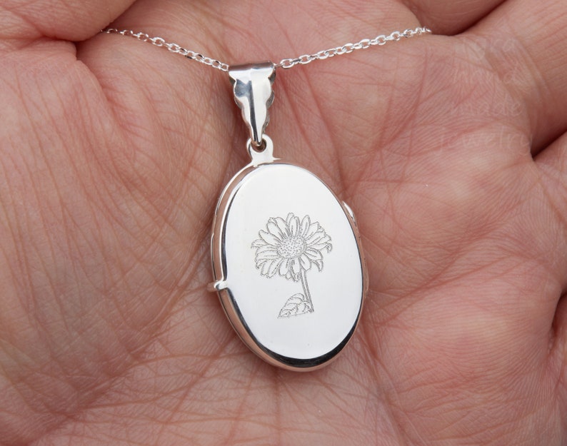 Sterling Silver Locket NecklacePersonalizedinitial image 3