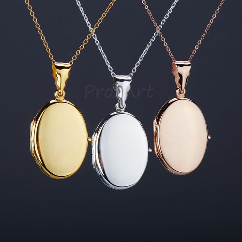 Engraved Silver Rose Gold Oval Locket 