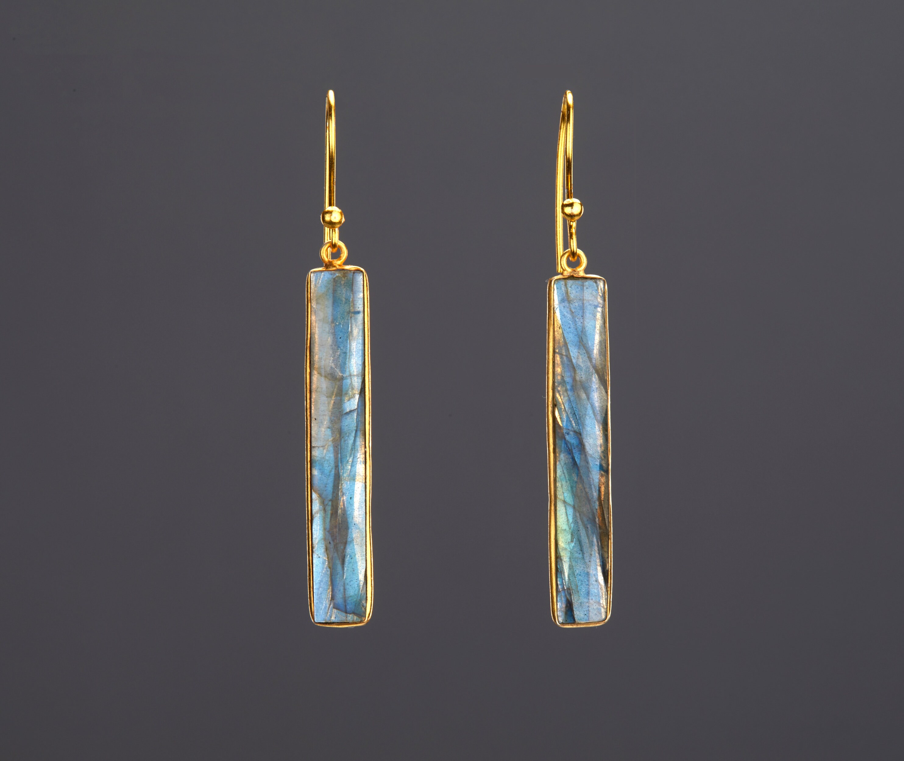 Labradorite long thin bar earring,long rectangle labradorite earring,glowing blue stone dangle earring,February birthday gift,mother gift